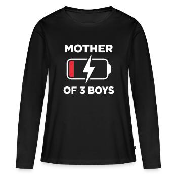 Mutter von 3 Jungen - Frauen Premium Bio Langarmshirt - Schwarz - Vorne - Julia (174cm)