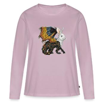 Phantastisches Lebewesen: halb Drache, halb Hase. - Frauen Premium Bio Langarmshirt - Altrosa - Vorne - Julia (174cm)