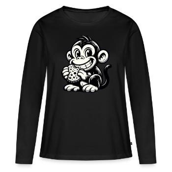 Chimpanzé avec motif monochrome biscuit - T-shirt manches longues Premium bio Femme - noir - Devant - Julia (174cm)