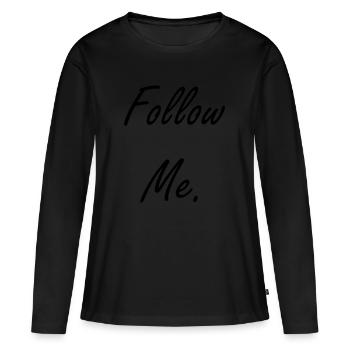 Follow me - T-shirt manches longues Premium bio Femme - noir - Devant - Julia (174cm)