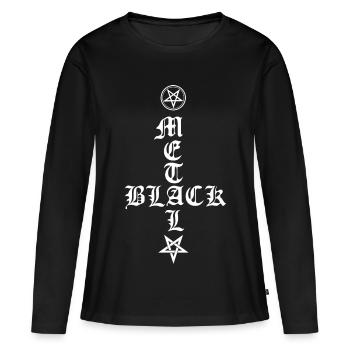 Black Metal - Cross Upside Down avec Pentagram - T-shirt manches longues Premium bio Femme - noir - Devant - Julia (174cm)