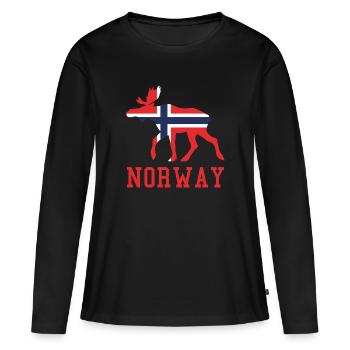 Moose Norway - Frauen Premium Bio Langarmshirt - Schwarz - Vorne - Julia (174cm)