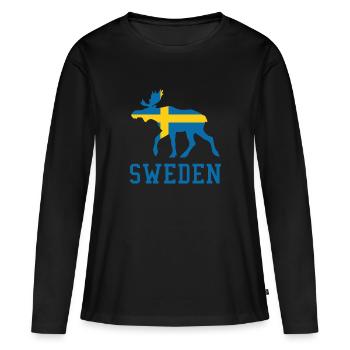 Sweden Moose - Frauen Premium Bio Langarmshirt - Schwarz - Vorne - Julia (174cm)