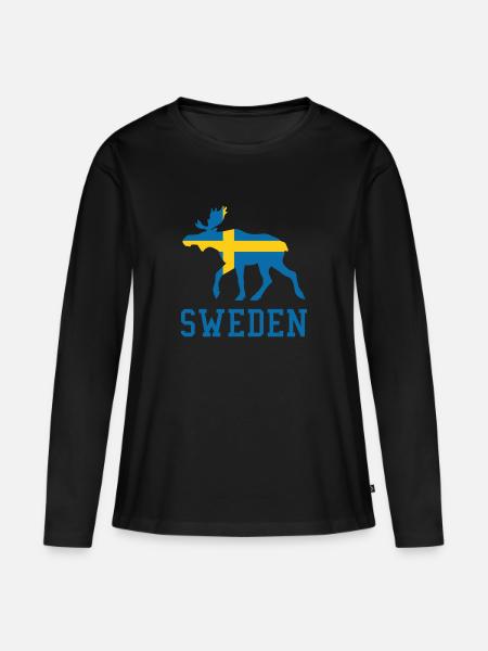 Sweden Moose - Frauen Premium Bio Langarmshirt - Schwarz