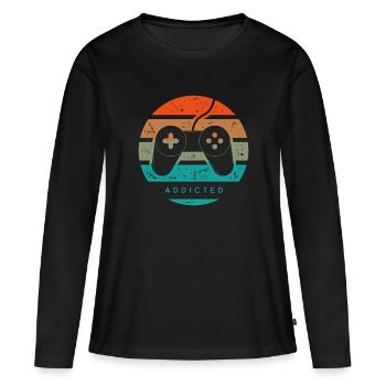 jeux video addicted - T-shirt manches longues Premium bio Femme - noir - Devant - Julia (174cm)