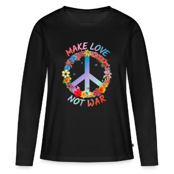Faites l’amour pas la guerre - T-shirt manches longues Premium bio Femme - noir - Devant - Julia (174cm)
