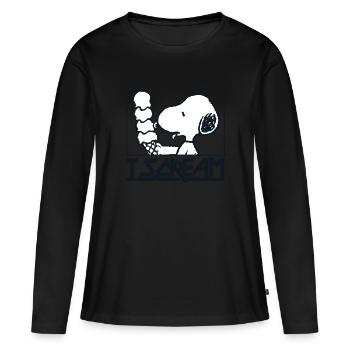 Peanuts Snoopy I Scream Icecream Eiscreme Witzig - Frauen Premium Bio Langarmshirt - Schwarz - Vorne - Julia (174cm)