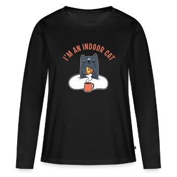 Je suis un solitaire de chat d’intérieur - T-shirt manches longues Premium bio Femme - noir - Devant - Julia (174cm)