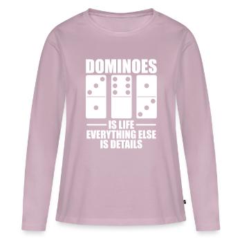 Conception de jeux Domino - T-shirt manches longues Premium bio Femme - rose poudré - Devant - Julia (174cm)