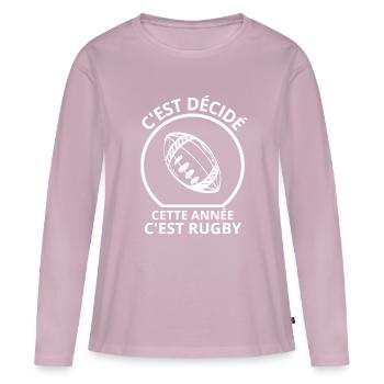 rugby, fan de rugby, rugby sport - T-shirt manches longues Premium bio Femme - rose poudré - Devant - Julia (174cm)