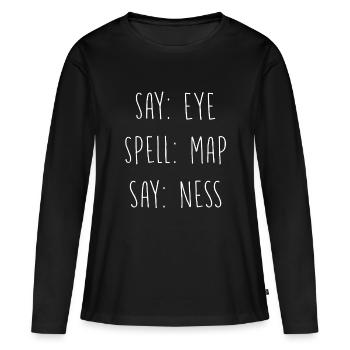 Jeu d’orthographe - T-shirt manches longues Premium bio Femme - noir - Devant - Julia (174cm)