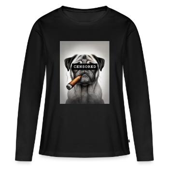 Carlin censuré avec cigare - T-shirt manches longues Premium bio Femme - noir - Devant - Julia (174cm)