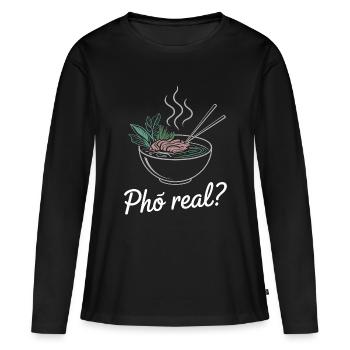 Pho Vraie soupe vietnamienne Pho - T-shirt manches longues Premium bio Femme - noir - Devant - Julia (174cm)