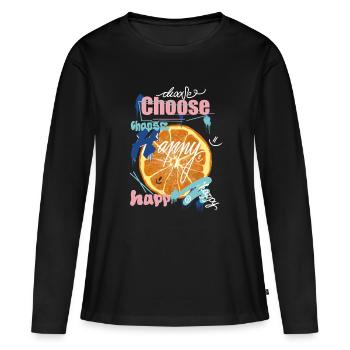 Collage de joie orange - T-shirt manches longues Premium bio Femme - noir - Devant - Julia (174cm)