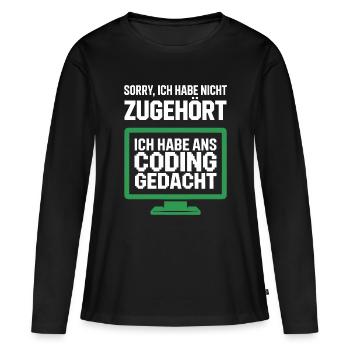 Affichage de la pensée de codage - T-shirt manches longues Premium bio Femme - noir - Devant - Julia (174cm)