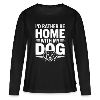 Ich wäre lieber zu Hause bei meinem Hund - Frauen Premium Bio Langarmshirt - Schwarz - Vorne - Julia (174cm)