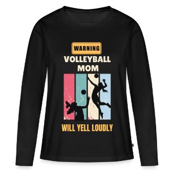 Retro-Volleyball-Mama – Lustige Volleyball-Mama - Frauen Premium Bio Langarmshirt - Schwarz - Vorne - Julia (174cm)