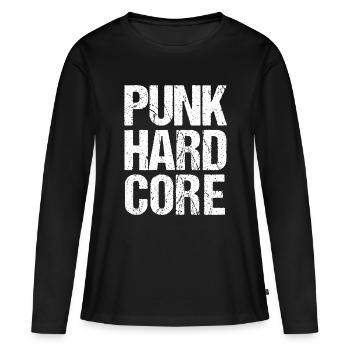 Typographie punk hardcore dégradée - T-shirt manches longues Premium bio Femme - noir - Devant - Julia (174cm)