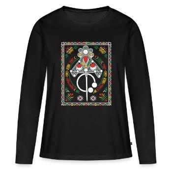 Bijoux de Kabylie - T-shirt manches longues Premium bio Femme - noir - Devant - Julia (174cm)