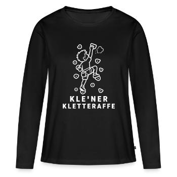 Kleiner Kletteraffe – Klettern Bouldern Kinder  - Frauen Premium Bio Langarmshirt - Schwarz - Vorne - Julia (174cm)