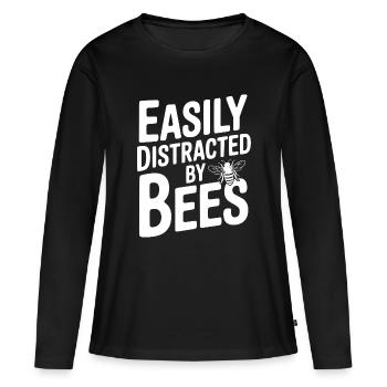 Leicht von Bienen ablenken lassen - Frauen Premium Bio Langarmshirt - Schwarz - Vorne - Julia (174cm)