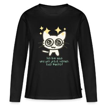 Gute Nacht, ich bin müde - Frauen Premium Bio Langarmshirt - Schwarz - Vorne - Julia (174cm)
