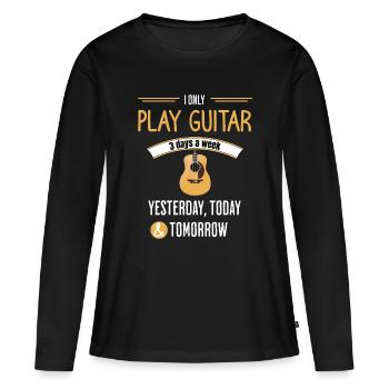 Citation drôle de guitare - T-shirt manches longues Premium bio Femme - noir - Devant - Julia (174cm)
