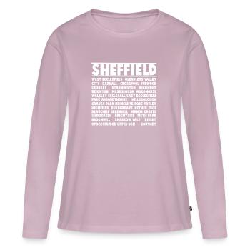 Sheffield City (Blanc) - T-shirt manches longues Premium bio Femme - rose poudré - Devant - Julia (174cm)