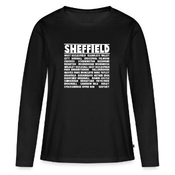 Sheffield Stadt (weiß) - Frauen Premium Bio Langarmshirt - Schwarz - Vorne - Julia (174cm)