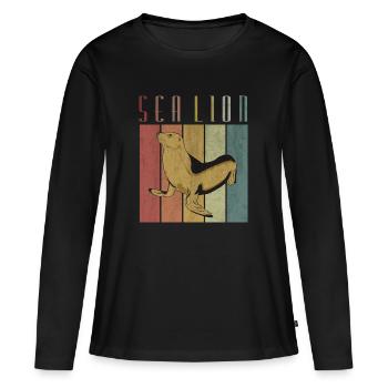 Seehund - Frauen Premium Bio Langarmshirt - Schwarz - Vorne - Julia (174cm)