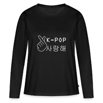 k-pop i love kpop korean - Women's Premium Organic Long Sleeve Shirt - black - Front - Julia (174cm)