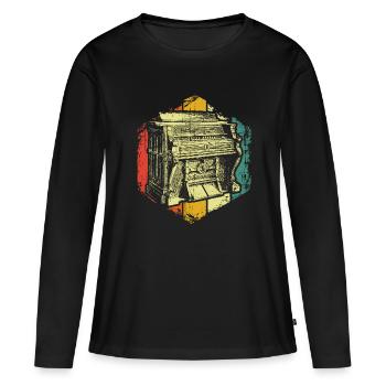 Orgue musique d’orgue - T-shirt manches longues Premium bio Femme - noir - Devant - Julia (174cm)