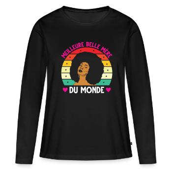 Meilleure belle mère monde vintage femme noire - T-shirt manches longues Premium bio Femme - noir - Devant - Julia (174cm)