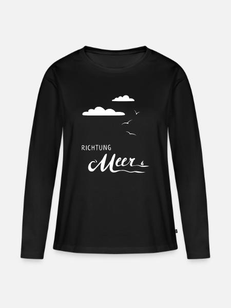 Richtung Meer, weiß - Frauen Premium Bio Langarmshirt - Schwarz