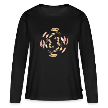 Abstract No. 53 - Frauen Premium Bio Langarmshirt - Schwarz - Vorne - Julia (174cm)
