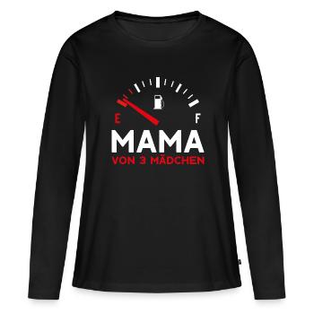 MAMA 3 MÄDCHEN DREI TÖCHTER MUTTERTAG - Frauen Premium Bio Langarmshirt - Schwarz - Vorne - Julia (174cm)
