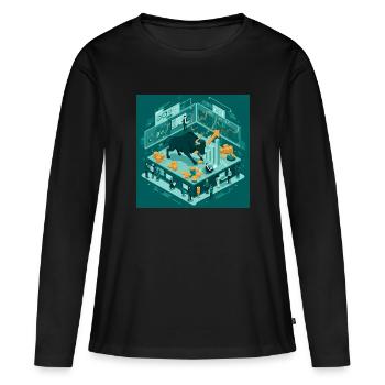 Marché boursier - Wall Street, Success Wealth, Marché haussier - T-shirt manches longues Premium bio Femme - noir - Devant - Julia (174cm)