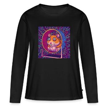 Drôle de hamster dans la roue du hamster - Comic Vibes - T-shirt manches longues Premium bio Femme - noir - Devant - Julia (174cm)