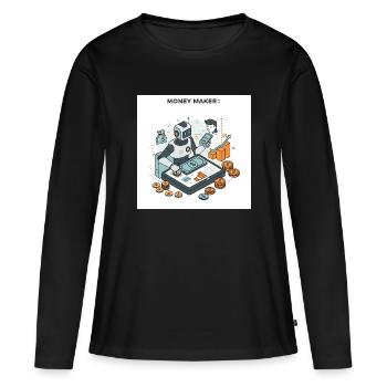L’art de gagner de l’argent : les chemins de la prospérité - T-shirt manches longues Premium bio Femme - noir - Devant - Julia (174cm)