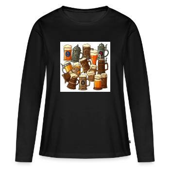 La chope à bière : la tradition de trinquer - T-shirt manches longues Premium bio Femme - noir - Devant - Julia (174cm)