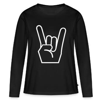 fourchette française - T-shirt manches longues Premium bio Femme - noir - Devant - Julia (174cm)