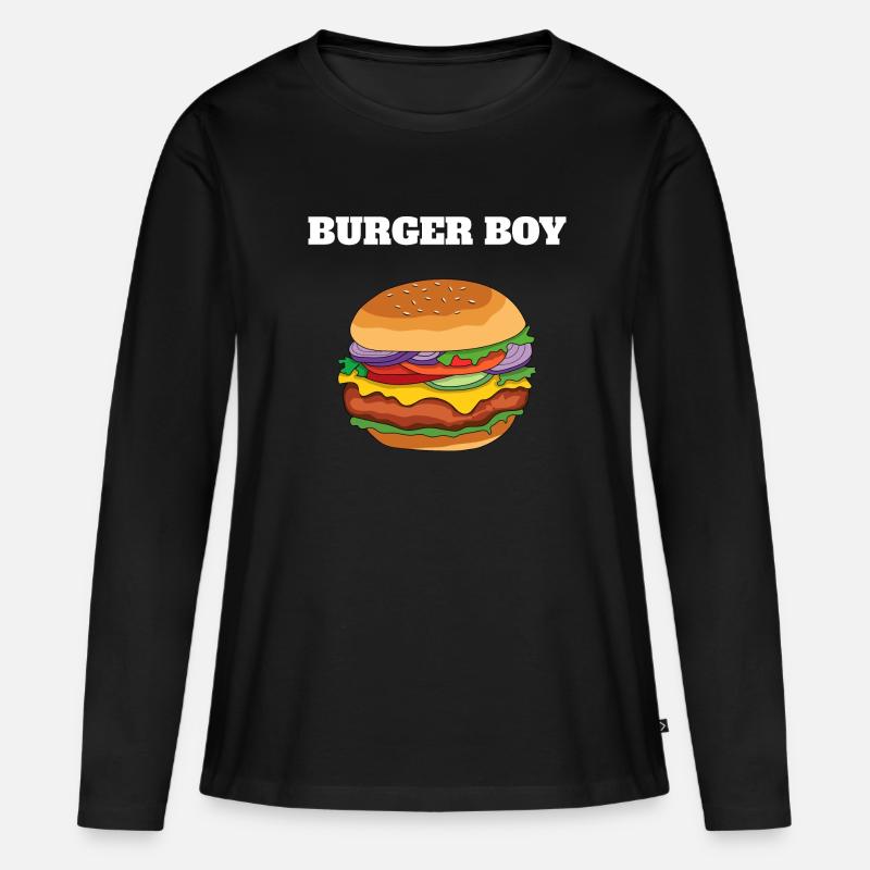 Burger Boy Burger Liebhaber - Frauen Premium Bio Langarmshirt - Schwarz