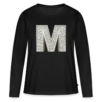 M, lettre, lettre M, initiale, initiale M, monogramme, - T-shirt manches longues Premium bio Femme - noir - Devant - Julia (174cm)