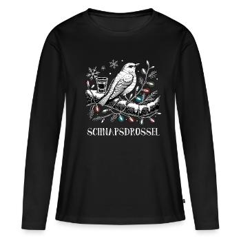 Schnaps Drossel Vogel Weihnachten - Frauen Premium Bio Langarmshirt - Schwarz - Vorne - Julia (174cm)