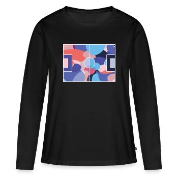 Bunter Fußballplatz - Frauen Premium Bio Langarmshirt - Schwarz - Vorne - Julia (174cm)