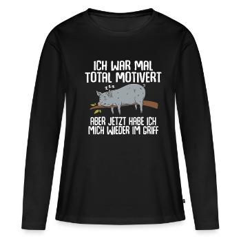 Avant, j’étais totalement motivé - T-shirt manches longues Premium bio Femme - noir - Devant - Julia (174cm)