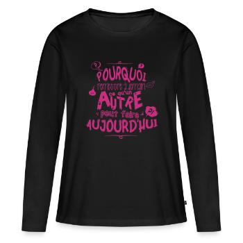 Citation de fonctionnaire - T-shirt manches longues Premium bio Femme - noir - Devant - Julia (174cm)