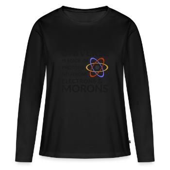 L'univers est constitué d'électrons neutrons protons - T-shirt manches longues Premium bio Femme - noir - Devant - Julia (174cm)