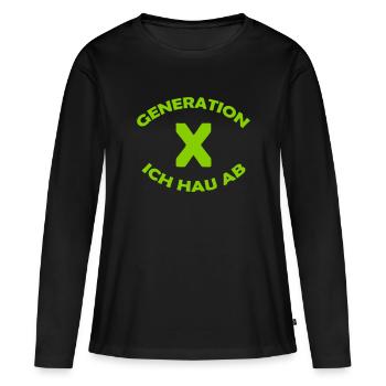 GENERATION X - Frauen Premium Bio Langarmshirt - Schwarz - Vorne - Julia (174cm)