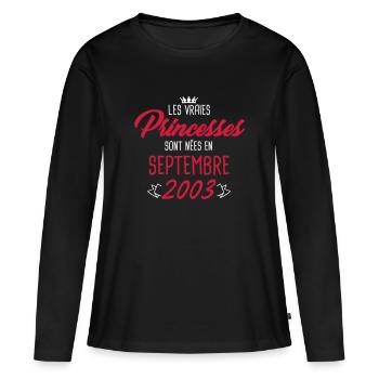 Princesses nées en septembre 2003 - T-shirt manches longues Premium bio Femme - noir - Devant - Julia (174cm)